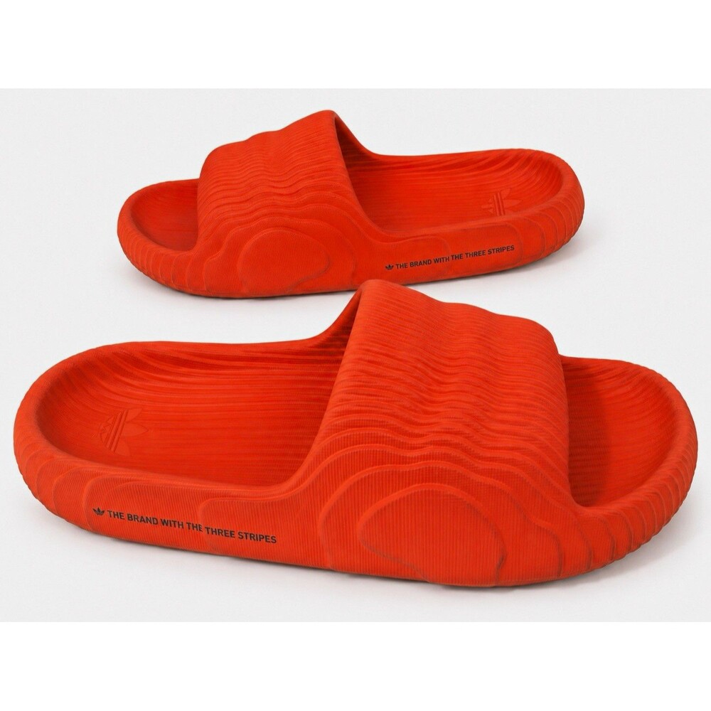 Adidas Adilette 22 Red Orange Men’s Slides Sandals EVA Slip On HQ4671 Streetwear